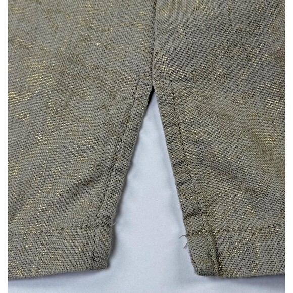 Sigrid Olsen Shirt Womens XL Gold Linen Blend Metallic Top Short Sleeve Pullover - Picture 6 of 11